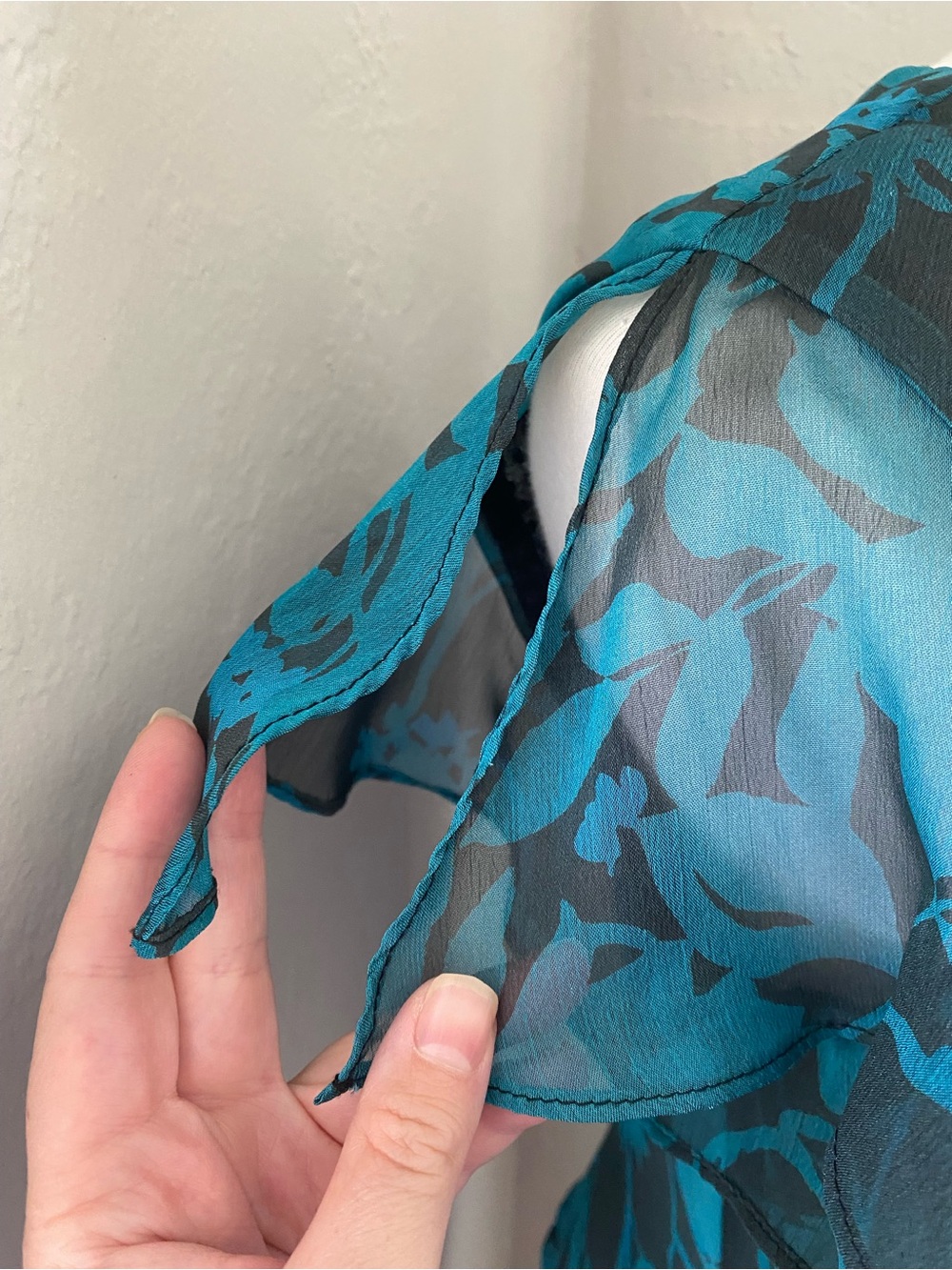 Vtg Whimsigoth Teal Black Floral Sequin Lined MIDI Dress Grunge Fairy Wedding 10 - Picture 4 of 11